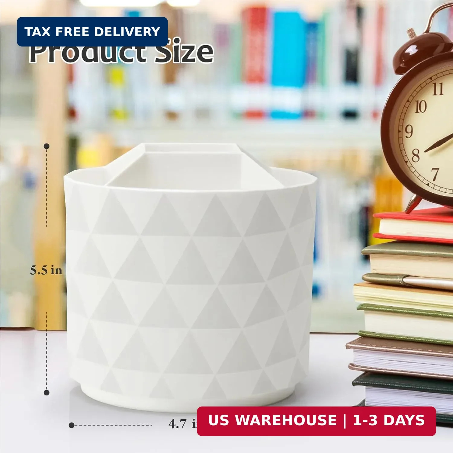 Desk Organizer, 360-Degree Rotating Pencil Pen Holders For Desk, Diamond Pattern