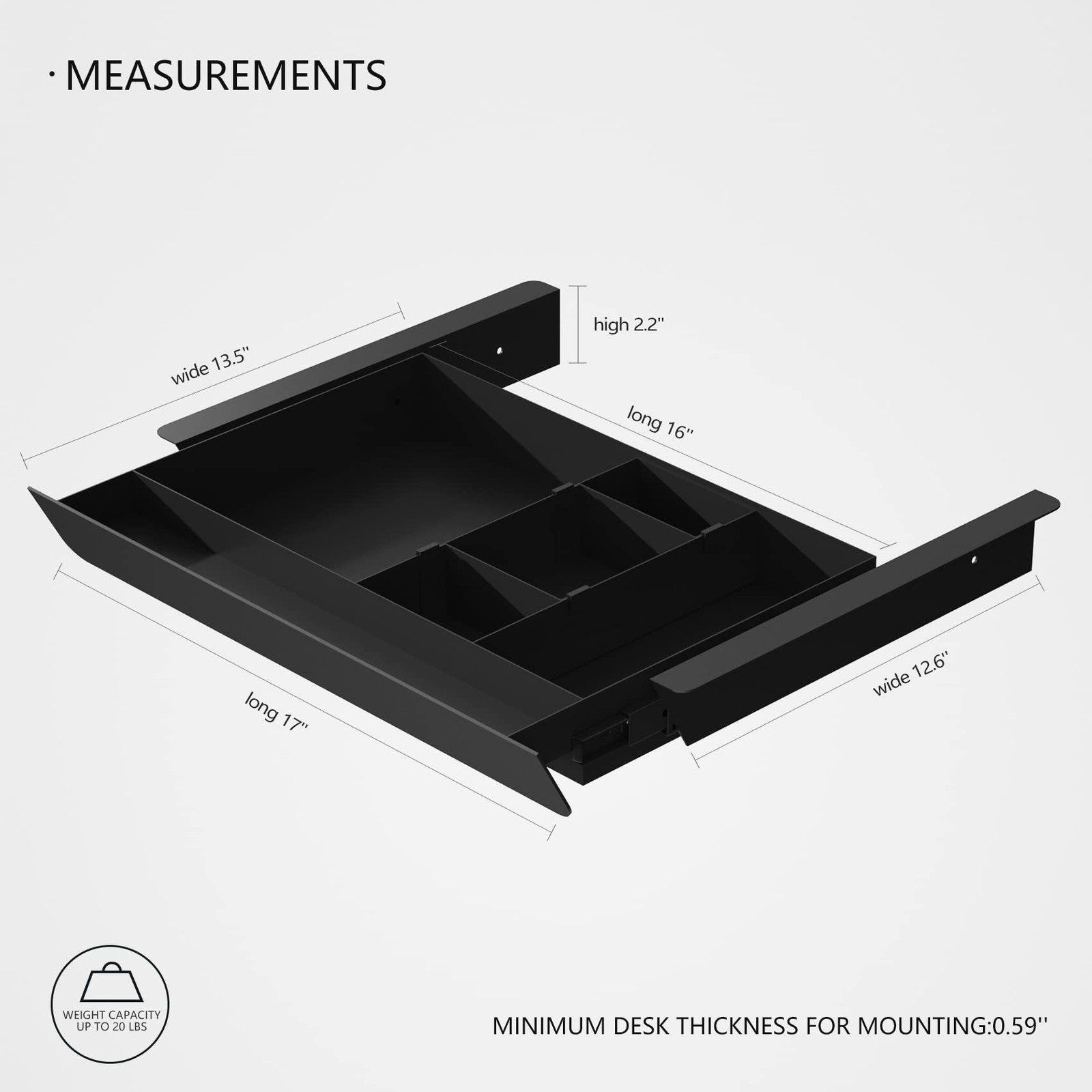 Under Desk Mounted Sliding Pull-out Drawer with Pencil Tray and Slide Storage…