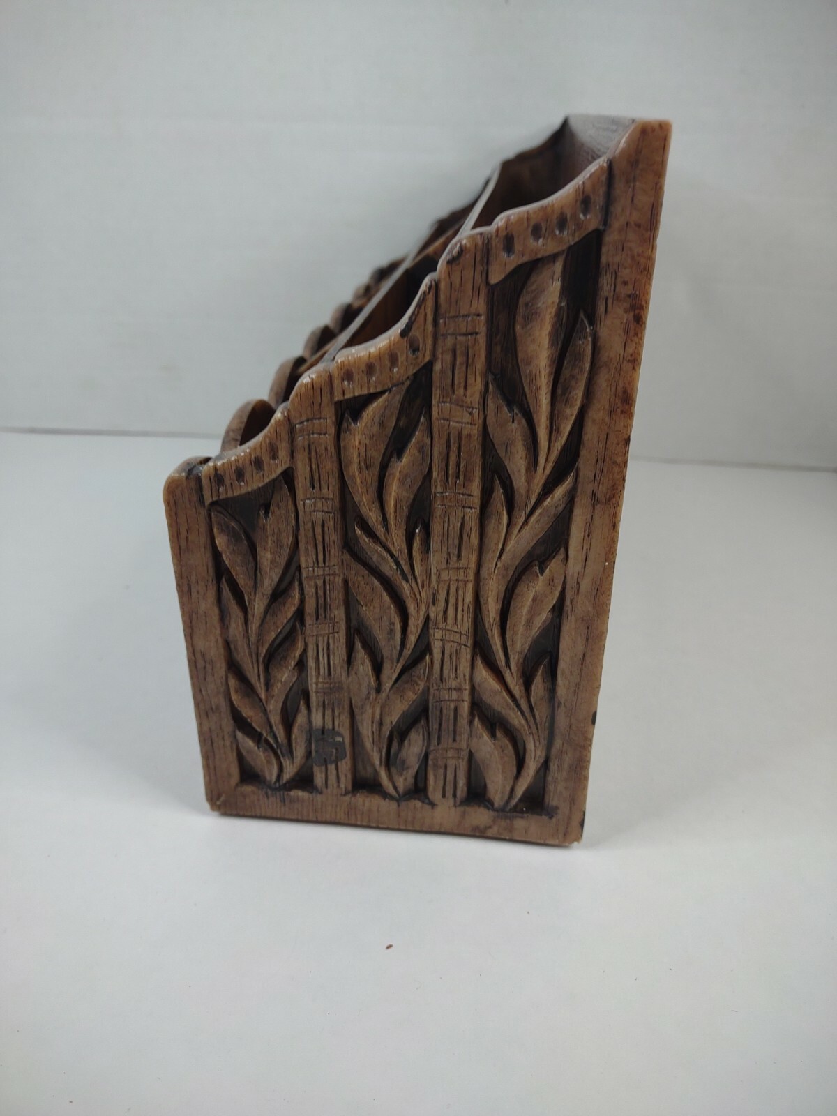 Vintage Desk Top Letter Mail File Holder Organizer Lerner Faux Wood USA