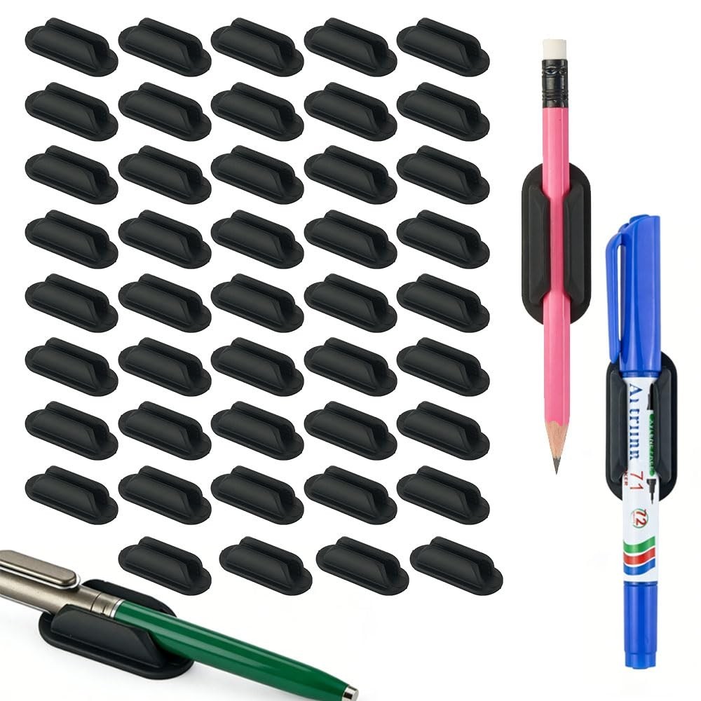 40 PCS Silicone Adhesive Pencil Holders – Flexible Desk & Wall Organizers, Offic
