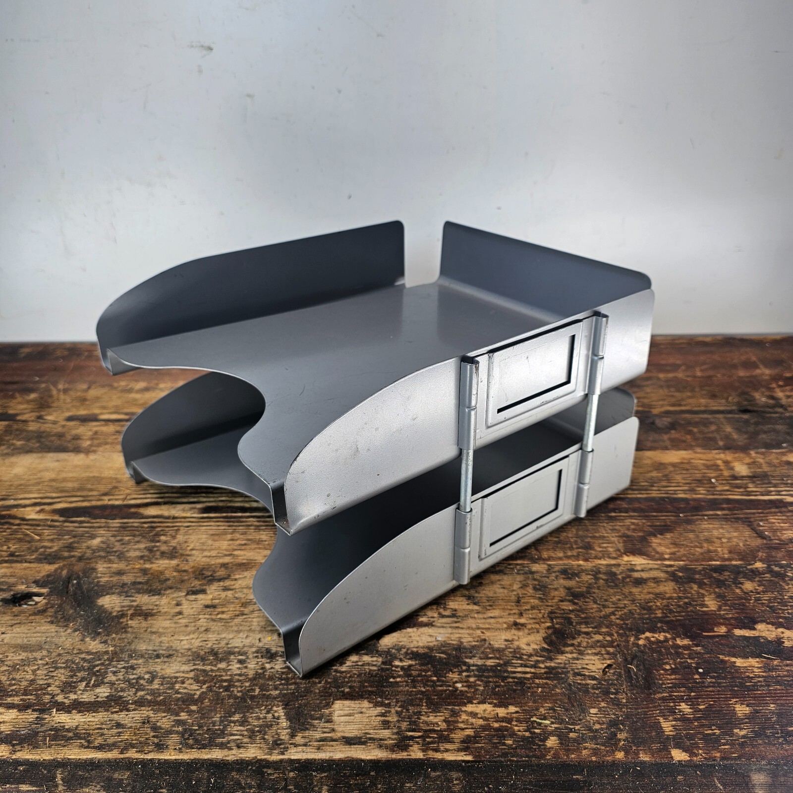 Vintage ASE Metal Double Stacked Paper Tray Desk Organizer