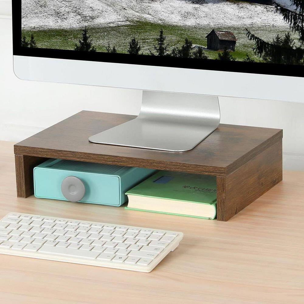Rustic Brown 14 In. X 3.8 In. Wood Minimalism Desk Organizer Stand