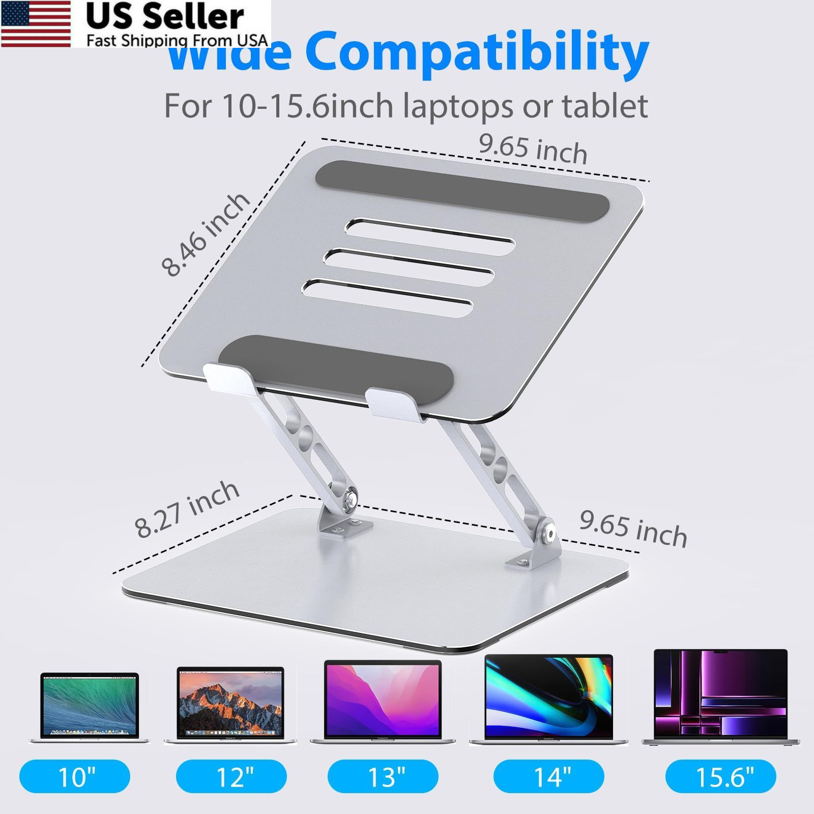 Gogoonike Laptop Stand for Desk, Adjustable Riser, Metal Foldable…