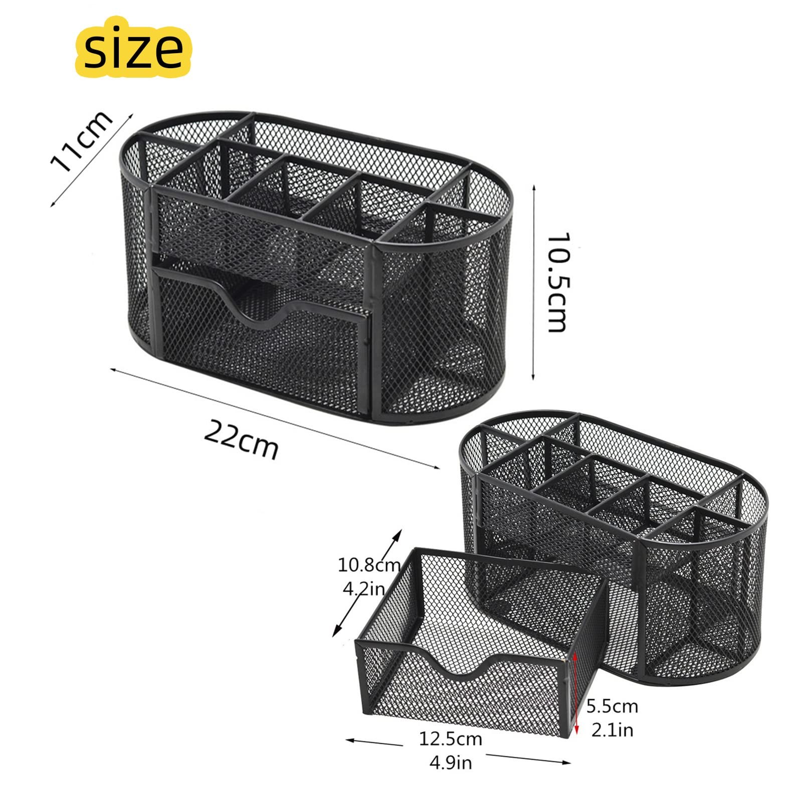 Jaugufiy Desk Organizer Mesh Desktop Office Supplies Large, Black