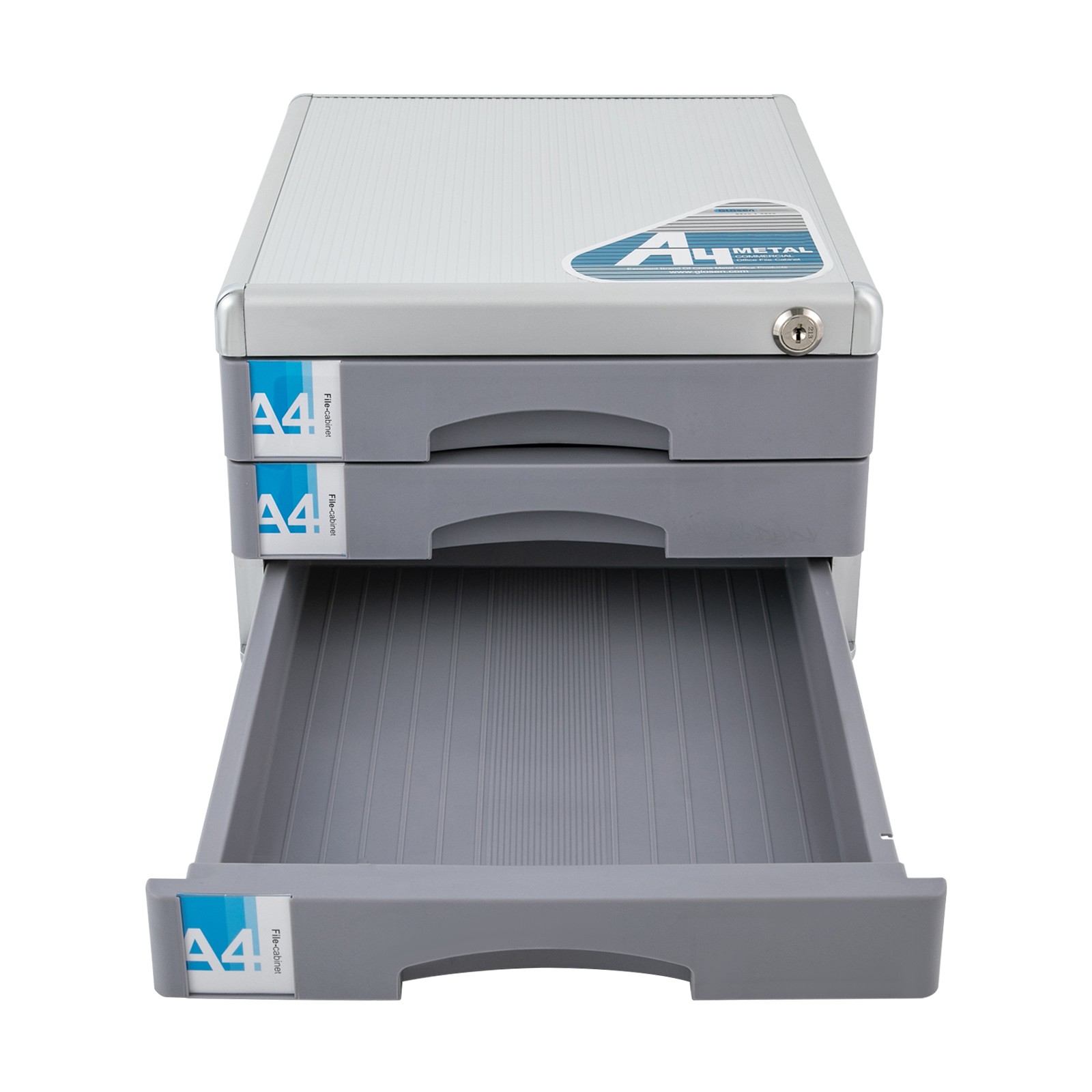 File Box Storage Filing Desk Organizer Locking File Cabinet 3 Drawers for Office