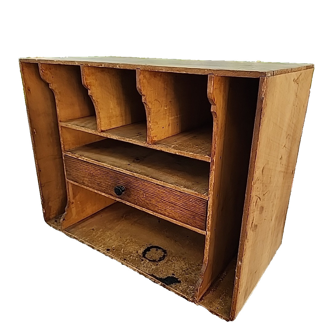Vintage Wood Handmade Desk Cubby Organizer for Office Dividers Drawer Slots