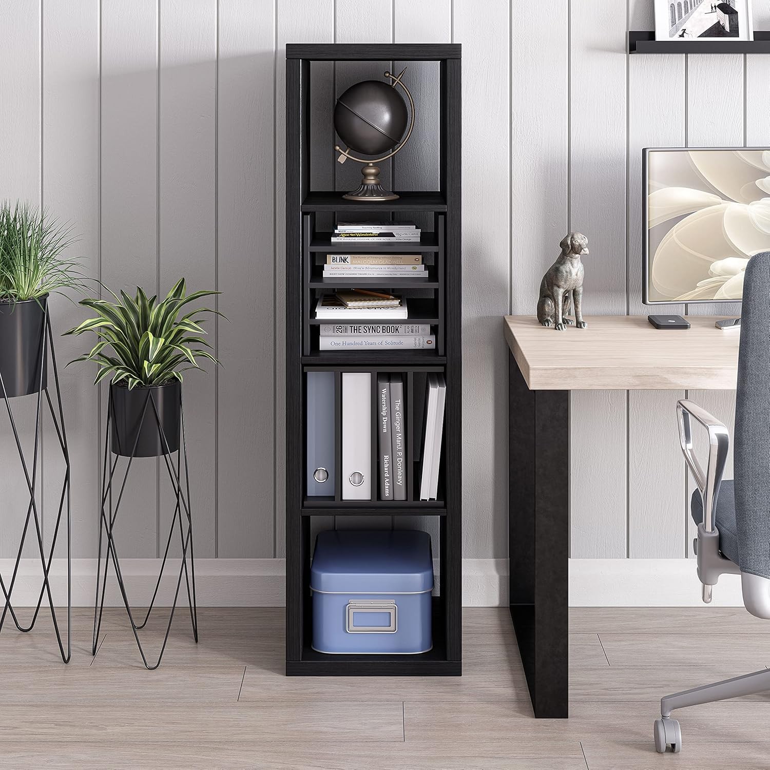 File Organizer for Desk, Fits into Ikea Kalax Wood 4-Tier Black New