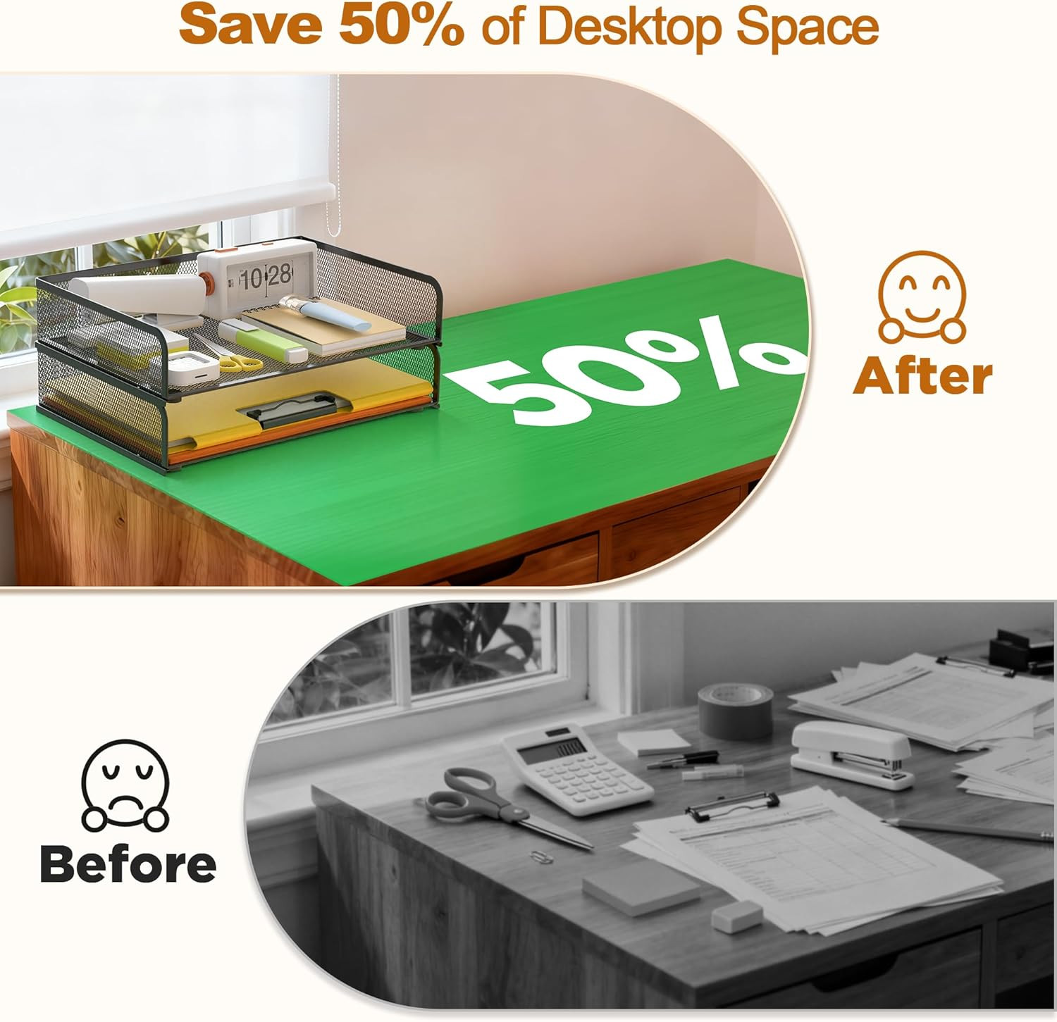 2-Pack Metal Mesh Stackable Paper Letter Trays Organizer for Classroom,Office De