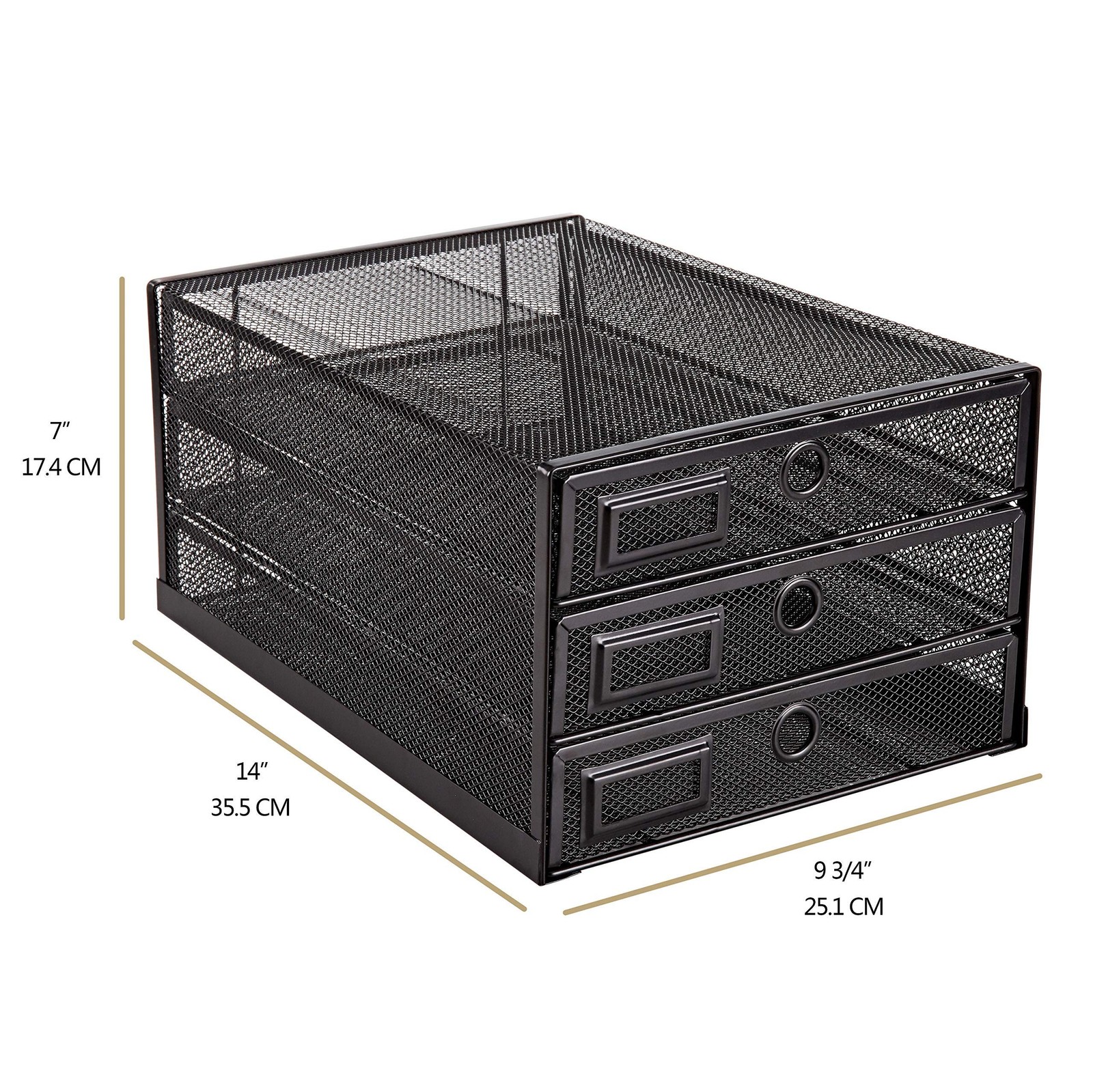 Annova Desk Organizer Wire Mesh 3 Tier Sliding Drawers Paper Sorter/Multifunc…