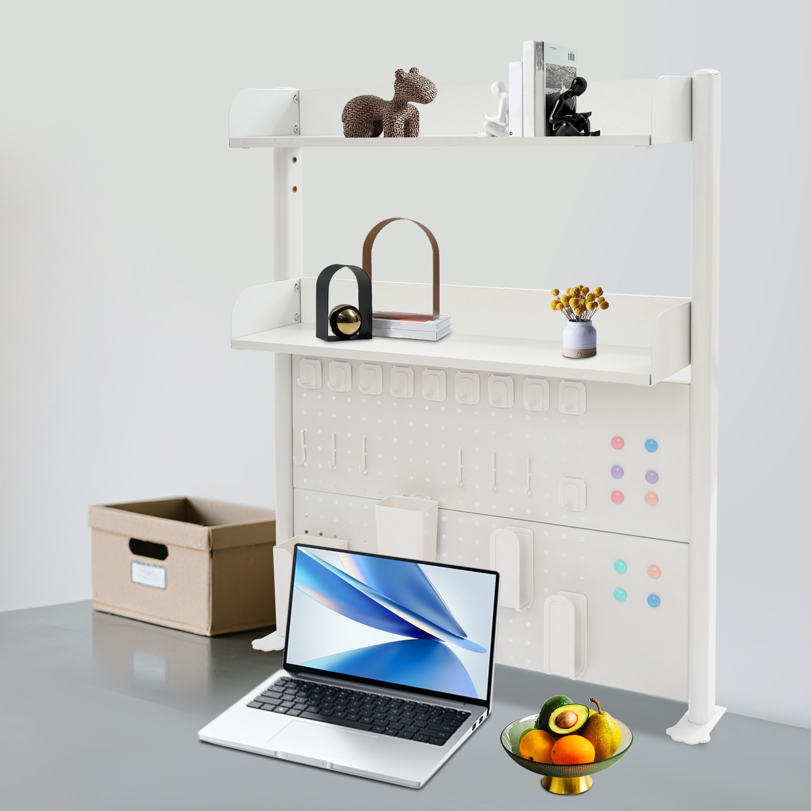 Clamp-on Desk Shelf with Pegboard, Clamp On Desk Bookshelf Desk Above Organizer