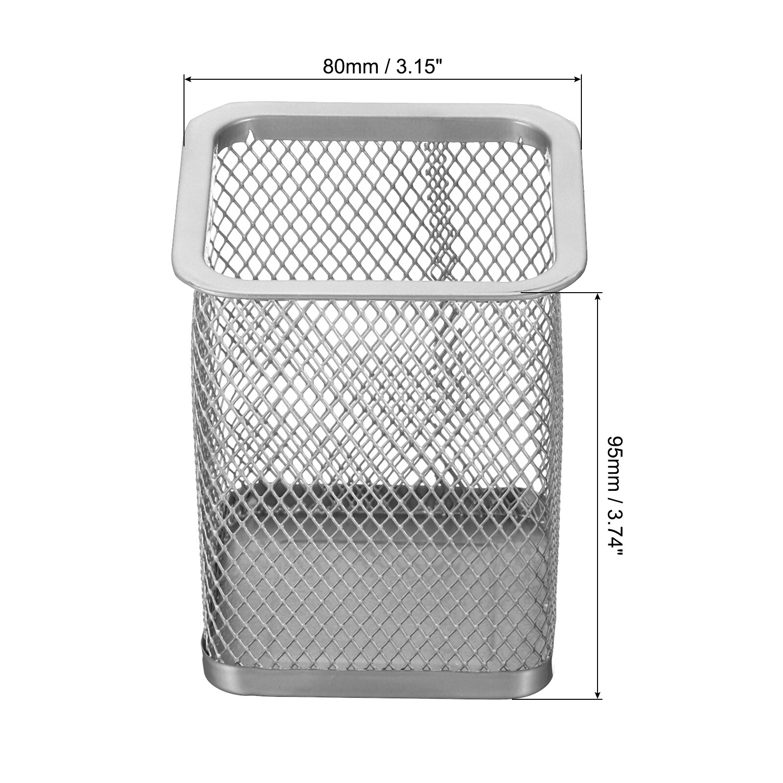 2 x Mesh Pen Holder Pencil Holder Pencil Basket Pen Cup Organizer Square Silver