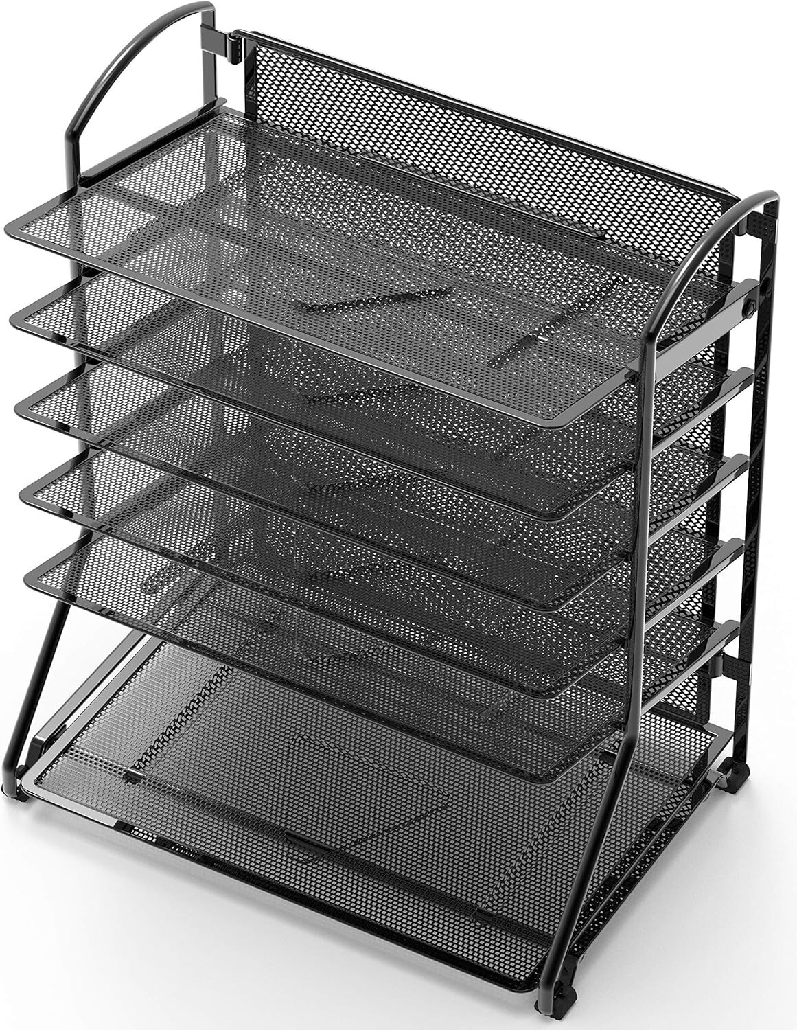 6-Tier Black Mesh Letter Tray Organizer, 2-Pack for Elegant Office Arrangement