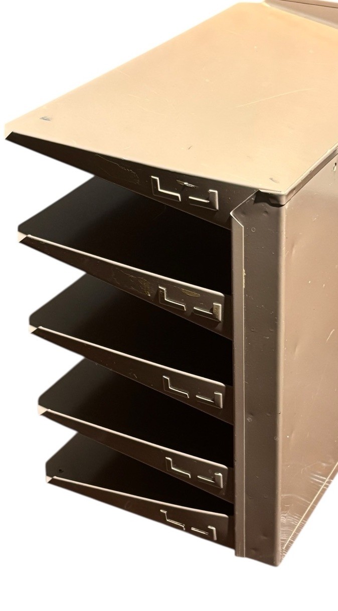 Vintage Lit Ning Industrial Desk File Paper Organizer 5-Tray Model 5HL Brown