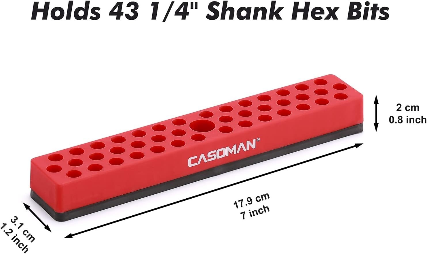 1/4″ Hex Bit Organizer with Magnetic Base – Red, 43 Hole Bit Organizer with S…