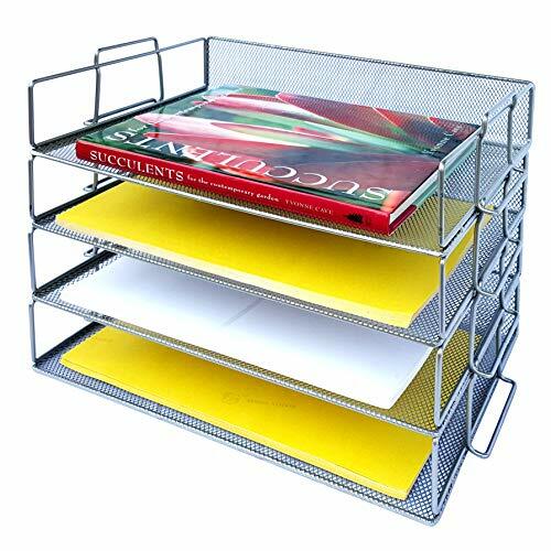 Coastal Colors 4 Tier Mesh Desk Organizer Stackable Trays Silver