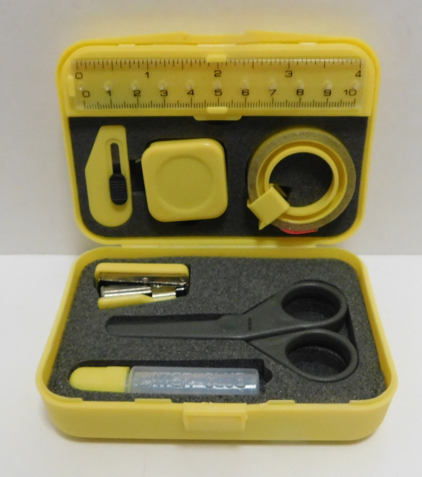 Tom-Wat Vintage Portable Mini Office Supply Stationery Kit Yellow Travel Case