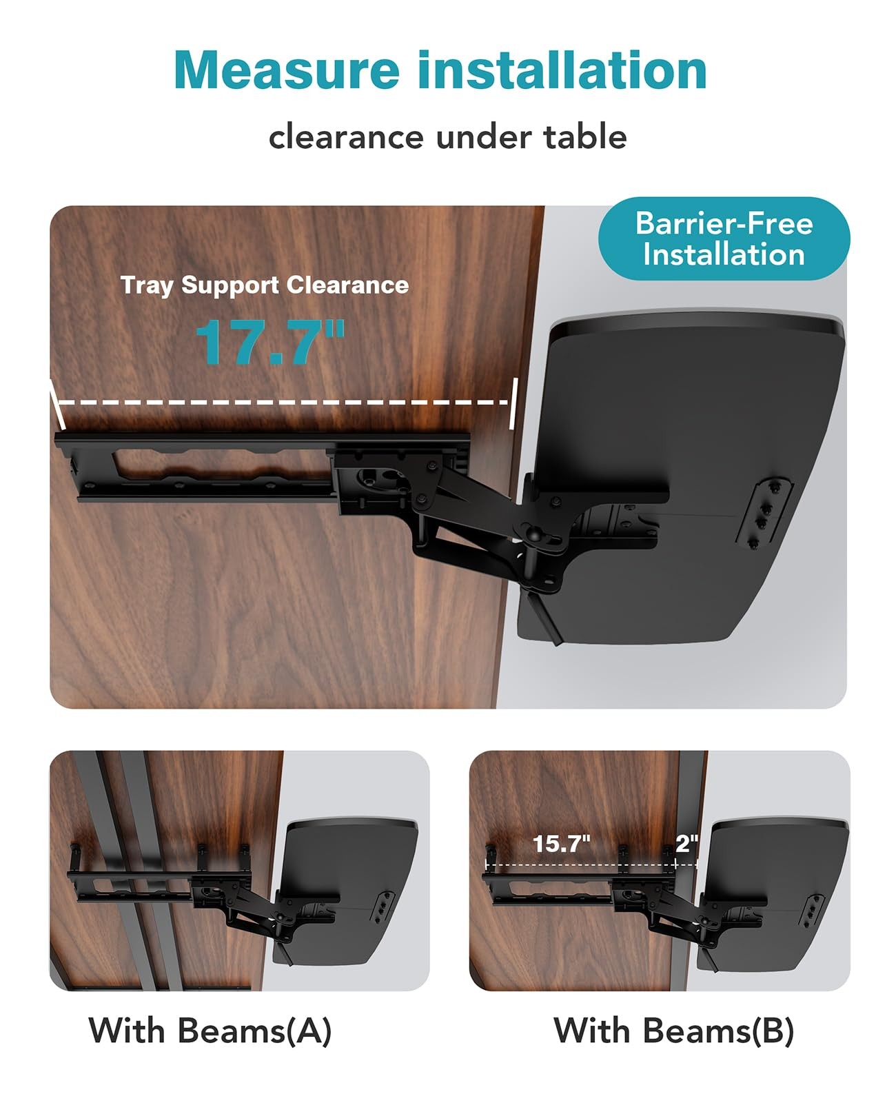 Keyboard Tray Under Desk with Storage Drawer, Height Adjustable 25” Length