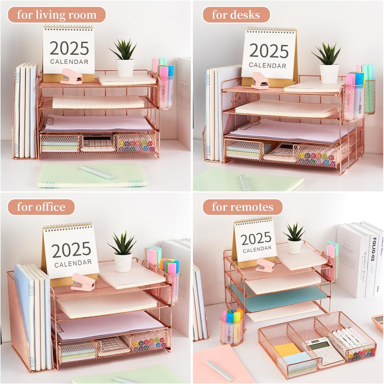 Letter Tray Organizer, 4 Tier Desktop Accessory and Workspace Desktop Organizer