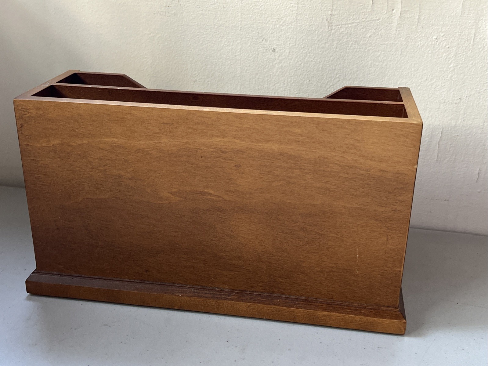 Vtg Bedford Pottery Barn Wood Desktop Organizer Mail File w/ 3 Floral Art – 13″