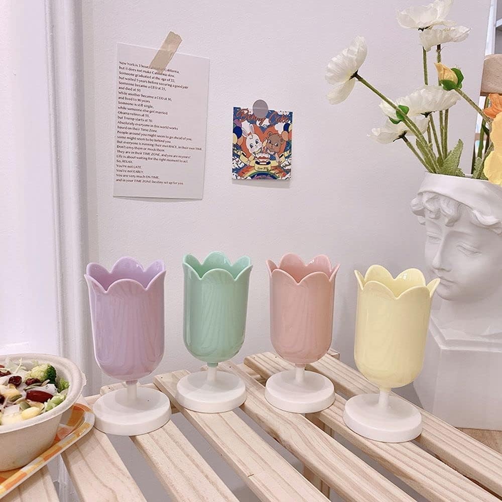 Zenarao Tulip-Shaped Desk Organizer – Multifunctional Pen Cup with Cable Pink