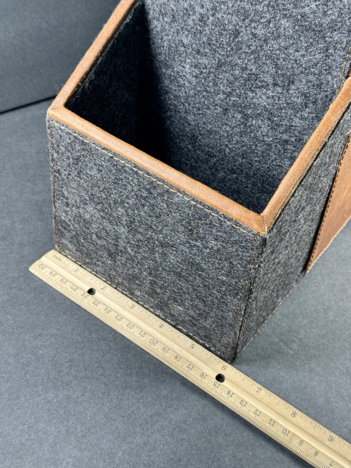 Drexel Heritage Felt & Faux Leather Desk Top Caddy Organizer