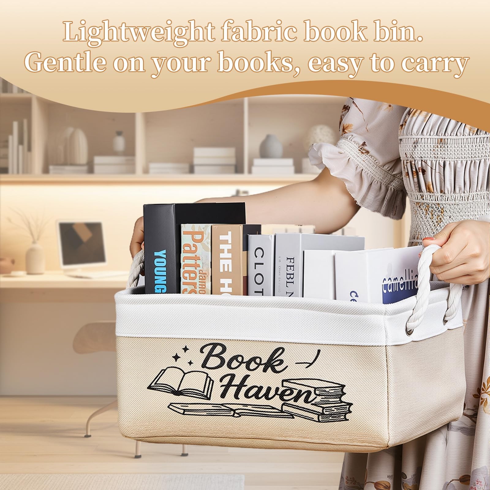 Book Lover Storage Basket Reading List Organizer Bin Bookworm Teacher Gift