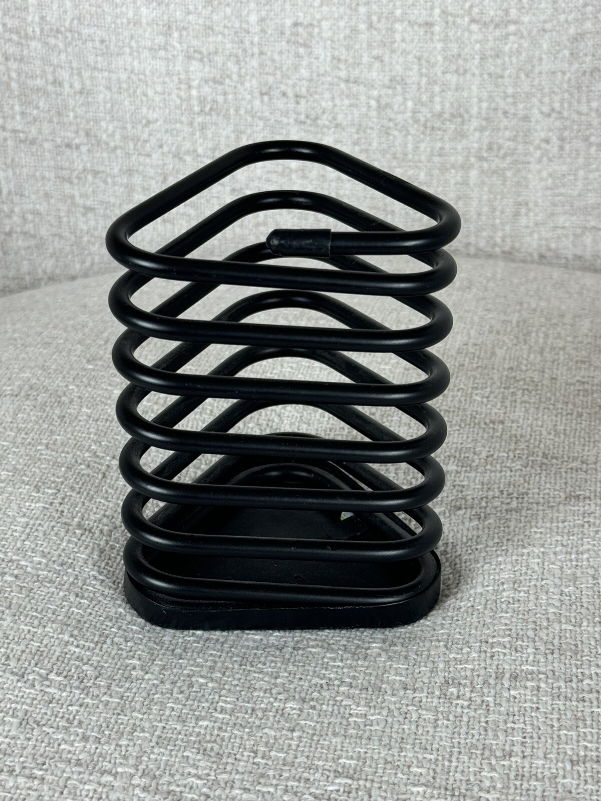 Vintage Furio Coil Pen Pencil Cup Desk Post Modern Metal 1996 Black 5” Triangle