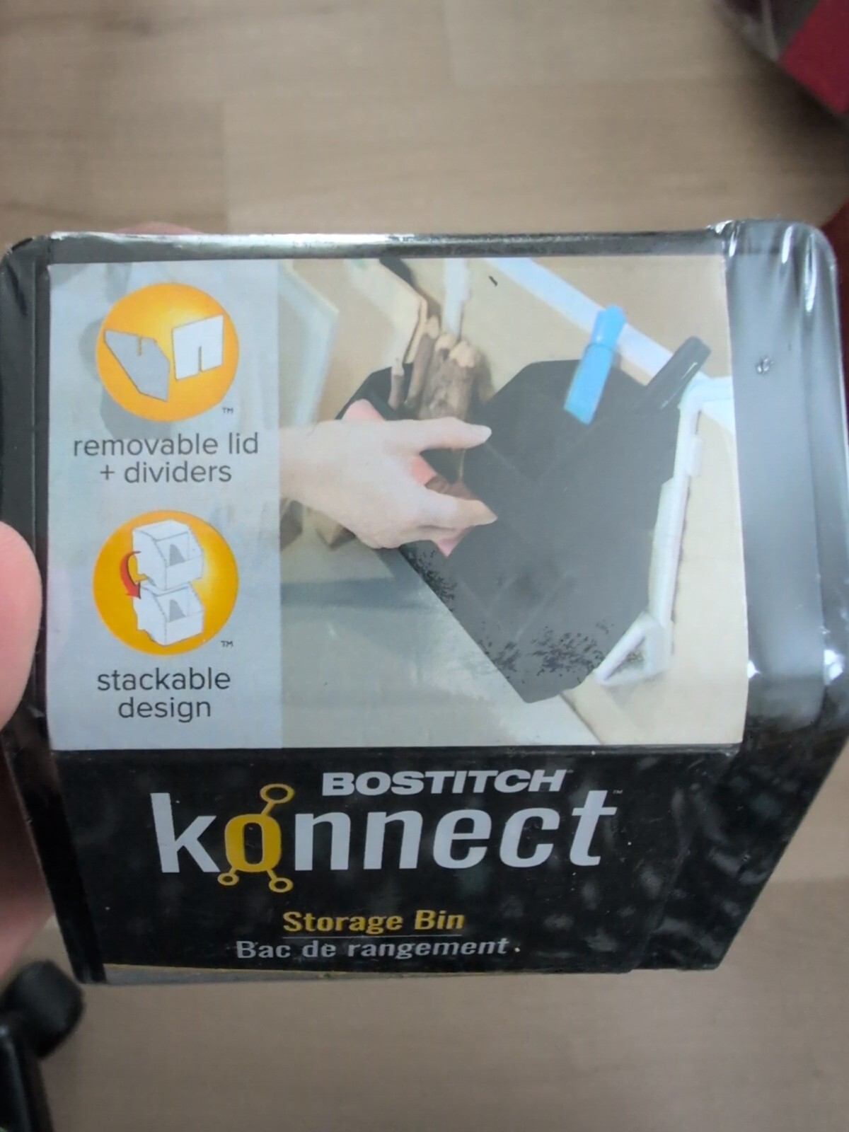 BOSTITCH KONNECT 1 Piece Set-Sticky Note Holder + 3 Storage Bins NEW Black