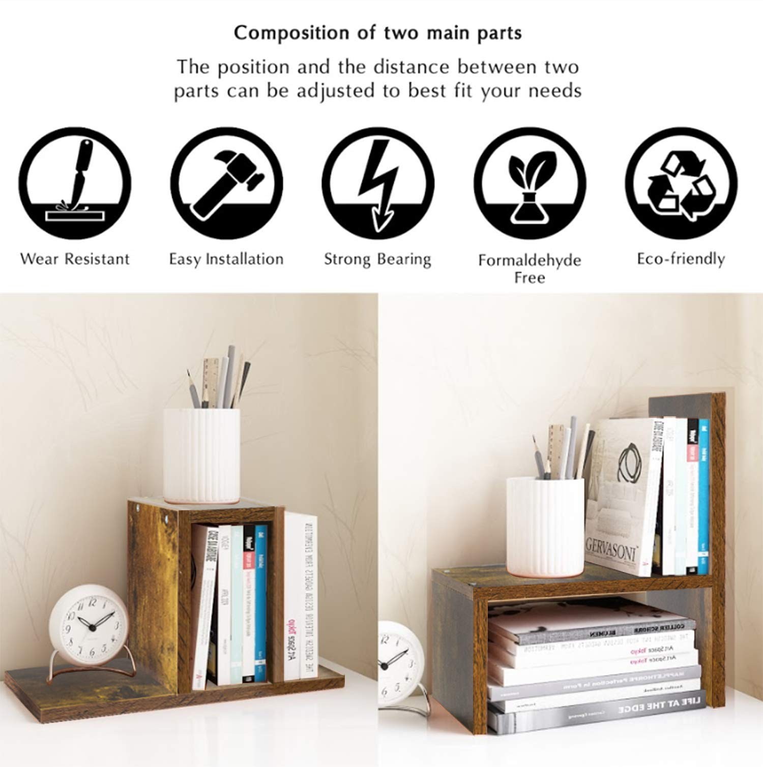 Jerry & Maggie – Desktop Organizer 16*15.8*6.8 inches, Natural Wood Tone