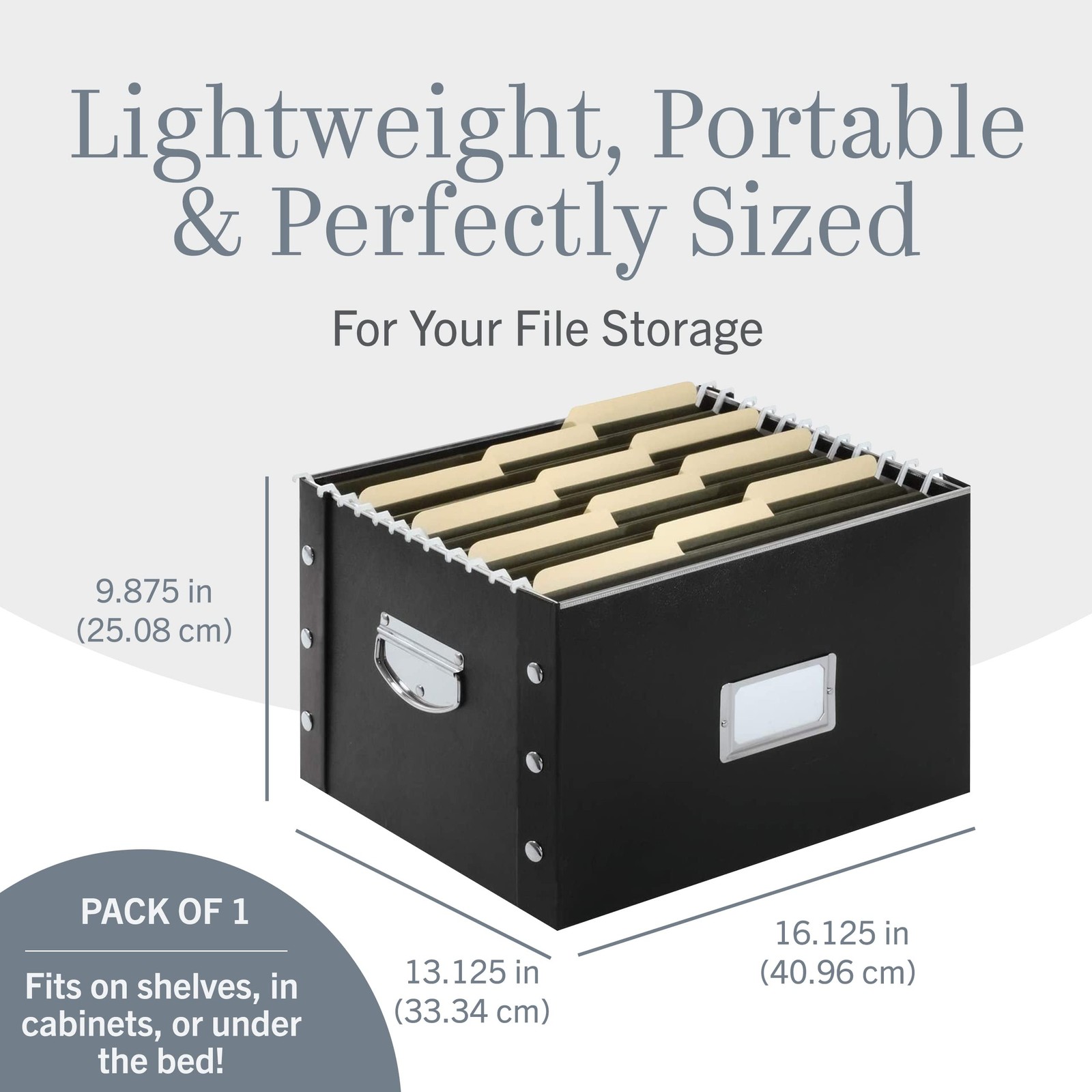Snap-N-Store File Storage Box & Organizer – 1 Pack – 16.125 x 1 Pack, Black