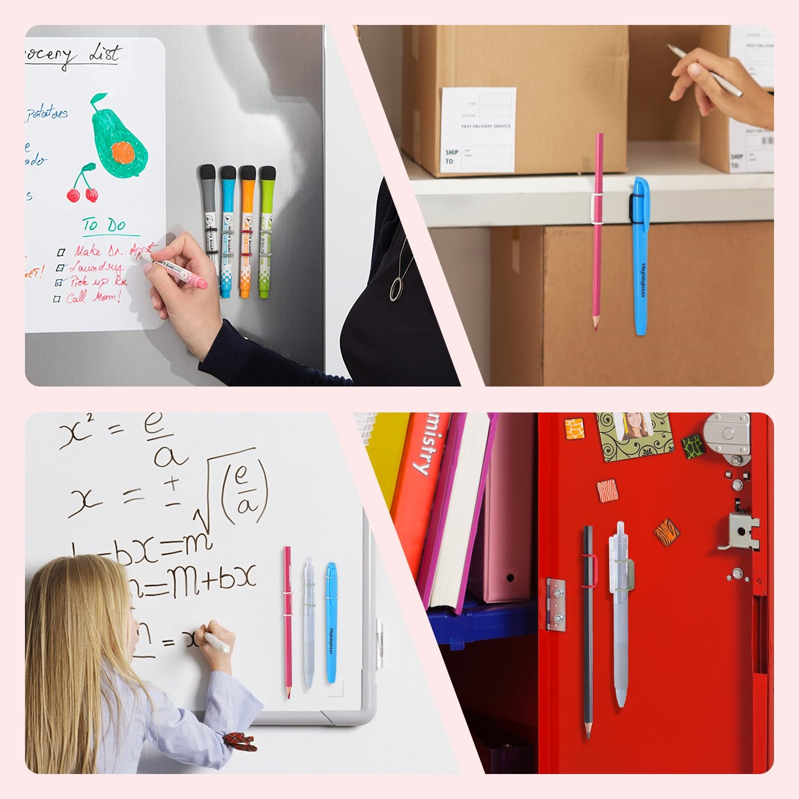24 Pack Magnetic Pen Holder for Refrigerator- Silicone Magnetic Pencil magnet…