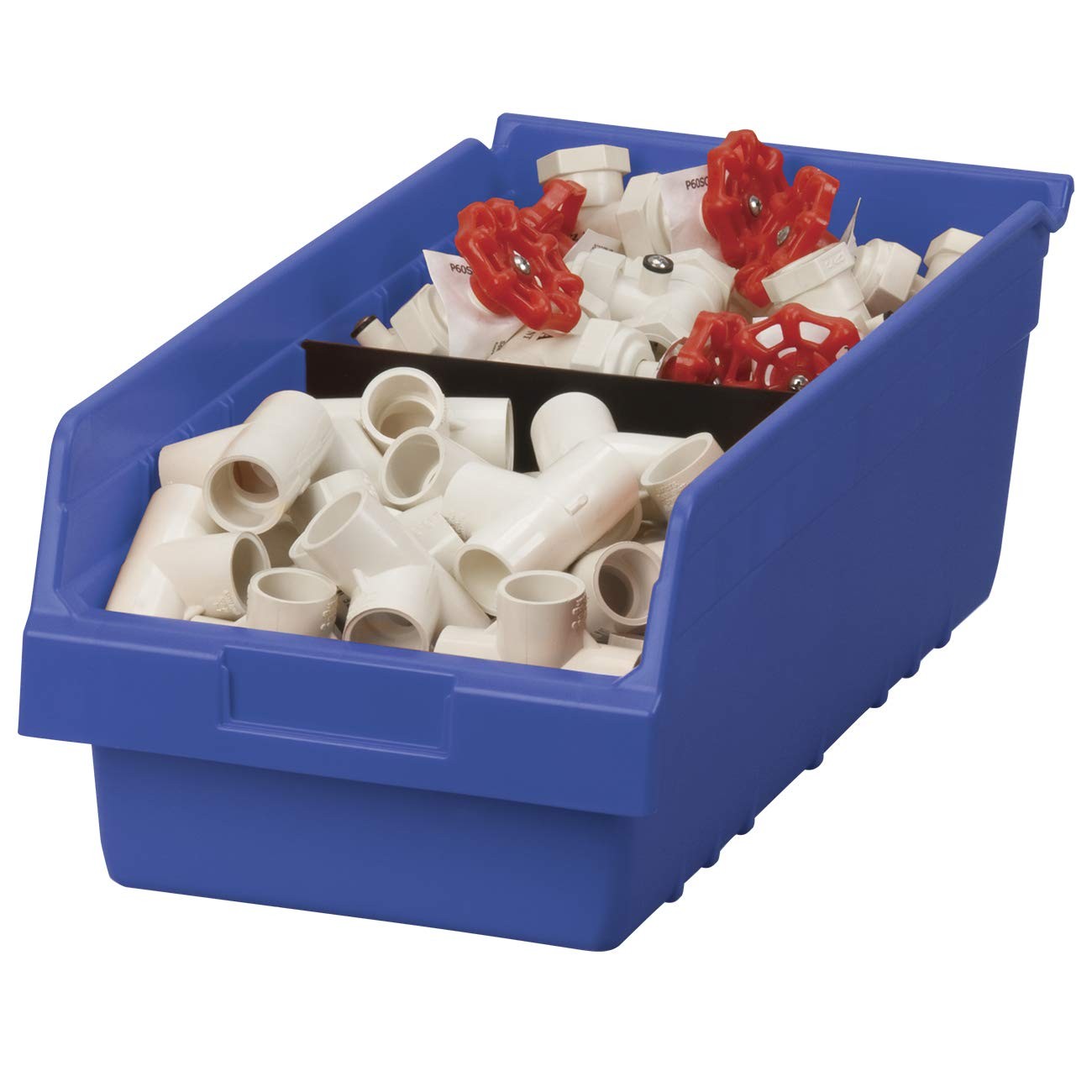 30088 ShelfMax Plastic Nesting Shelf Bin Box, 18 x 8 x 6 inches, Blue, Case of 8