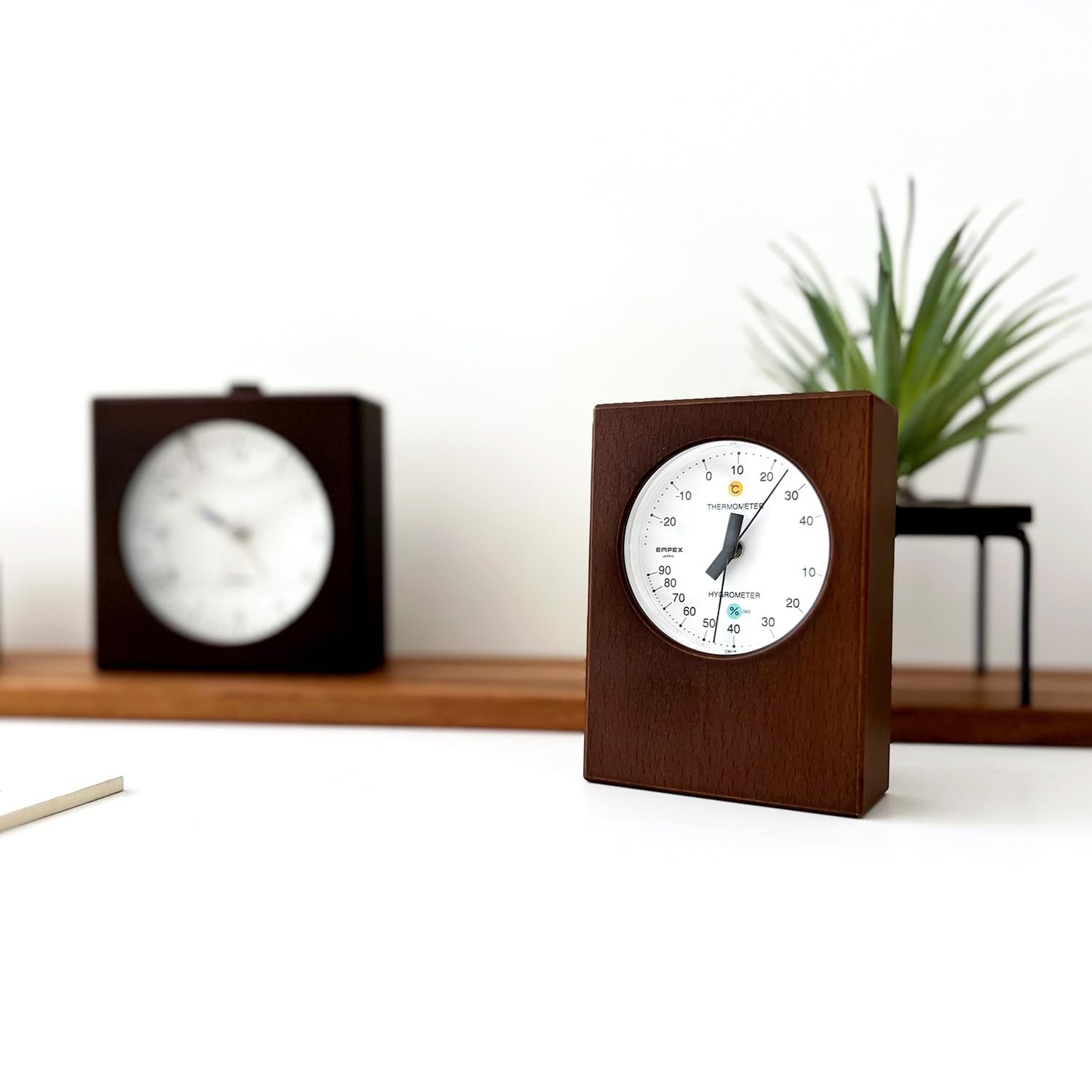 KATOMOKU Hygrometer Brown Rectangular Wooden Wall & Desk Japan