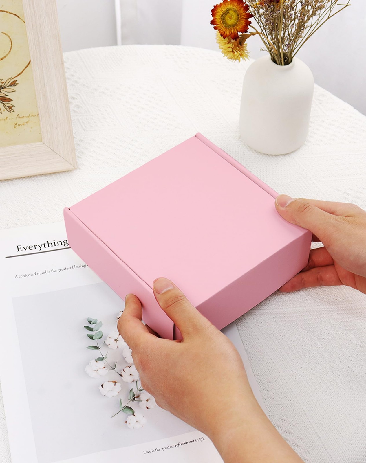 OUGEBOX Pink Shipping Boxes Small Business 6x6x2 30 Pack Corrugated Cardboard Ma