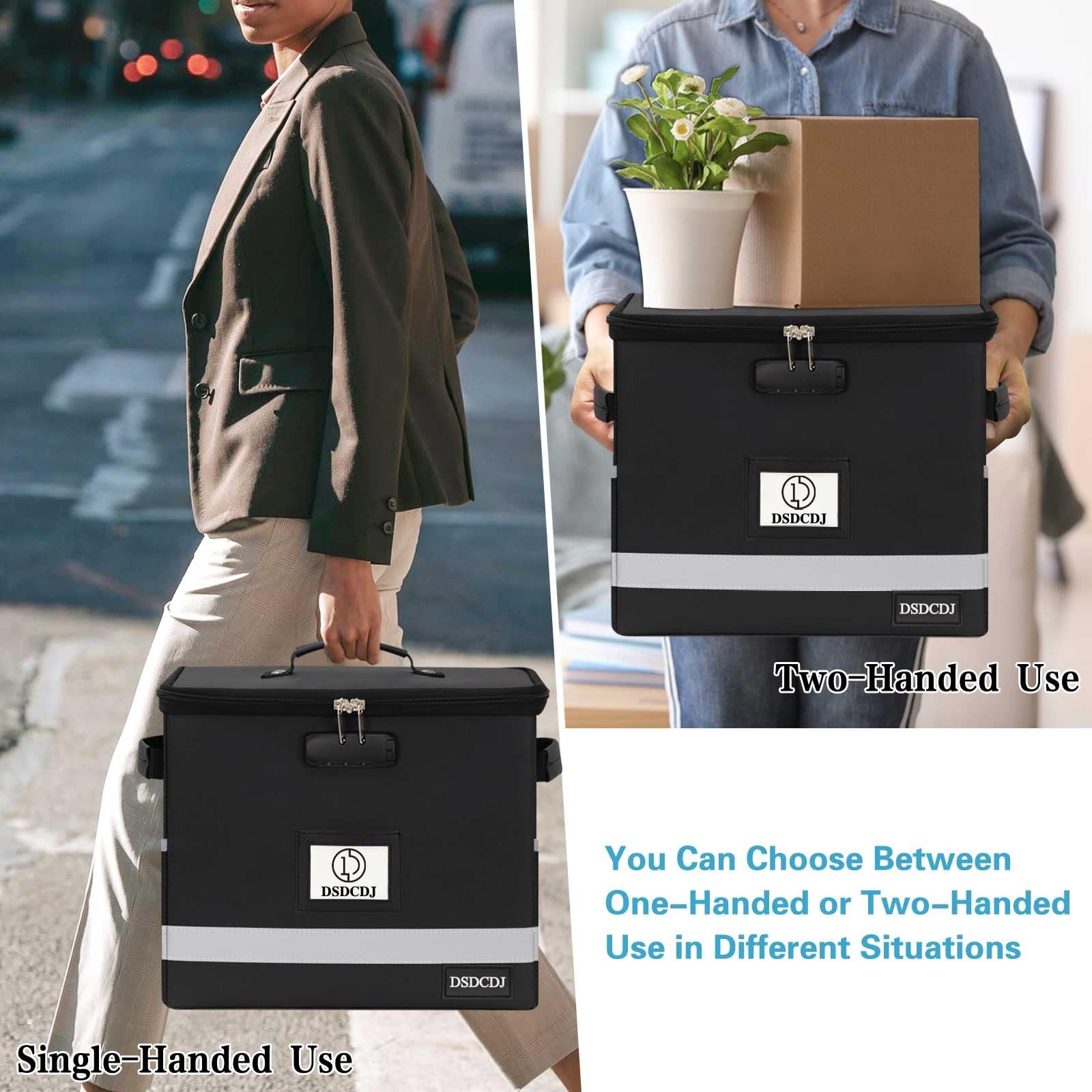 DSDCDJ Fireproof Document Box – 12.3″ x 7.7″ x 10.5″, Black-box