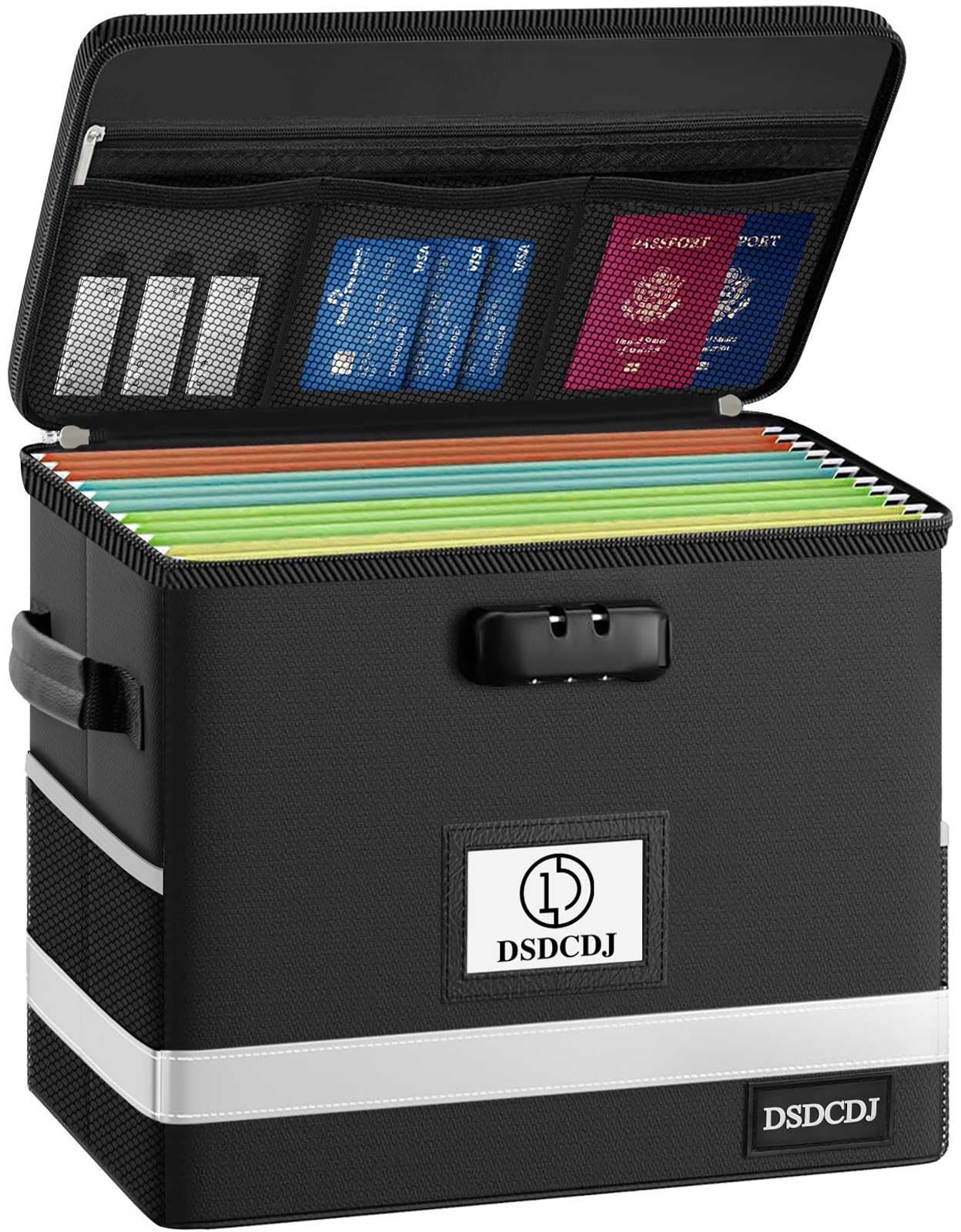 DSDCDJ Fireproof Document Box – 12.3″ x 7.7″ x 10.5″, Black-box