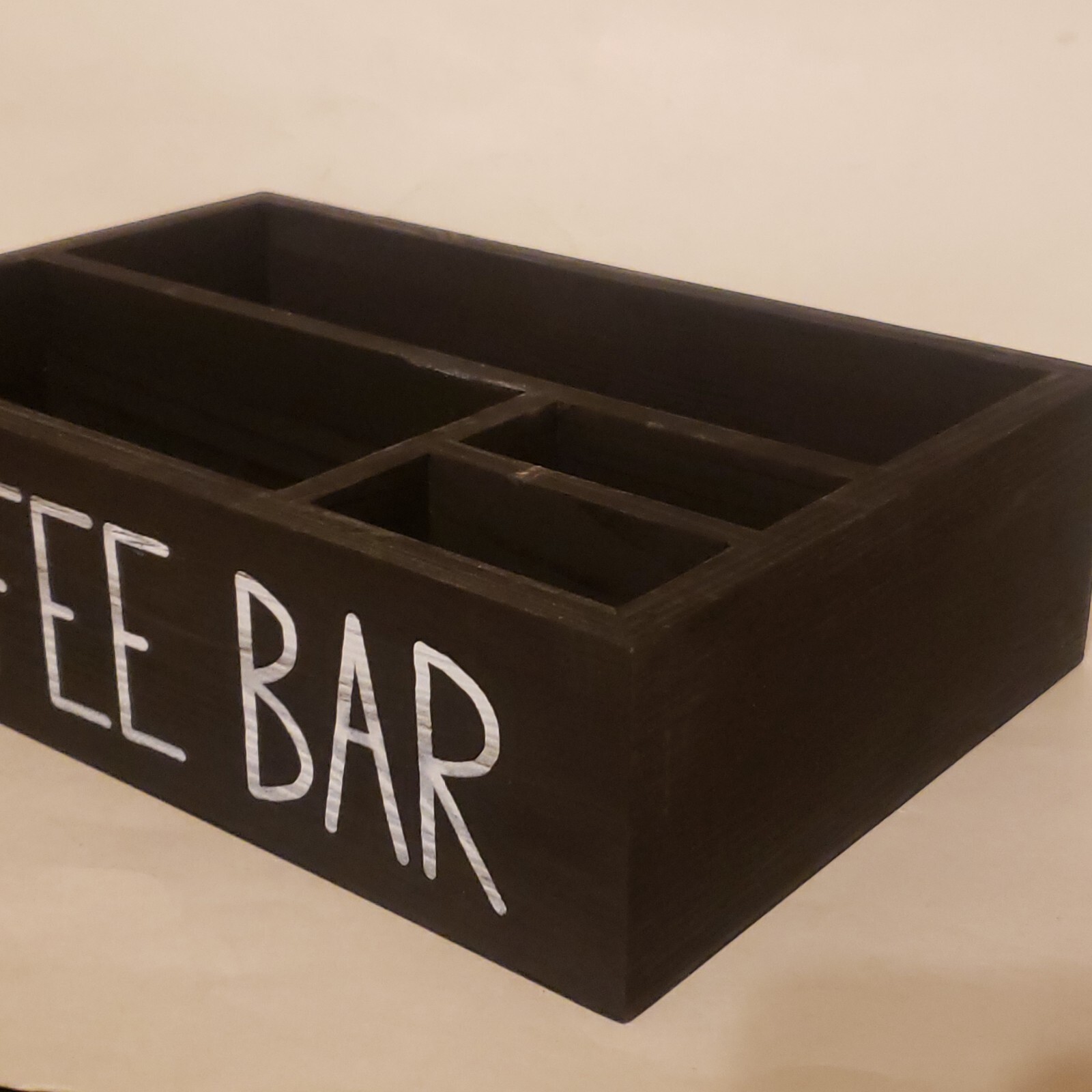“Coffee Bar” Rustic Wooden Coffee Organizer 12x8x3 Art Deco Storage Display