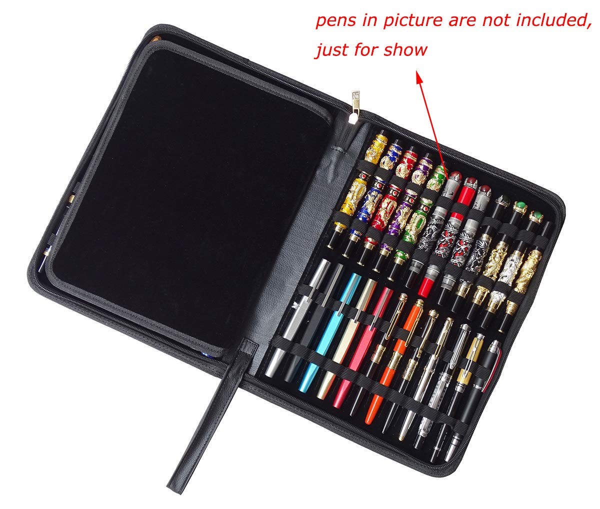 48 Fountain Pen Case PU Leather, Rollerball Pen Display Holder Bag, Pouch Lar…