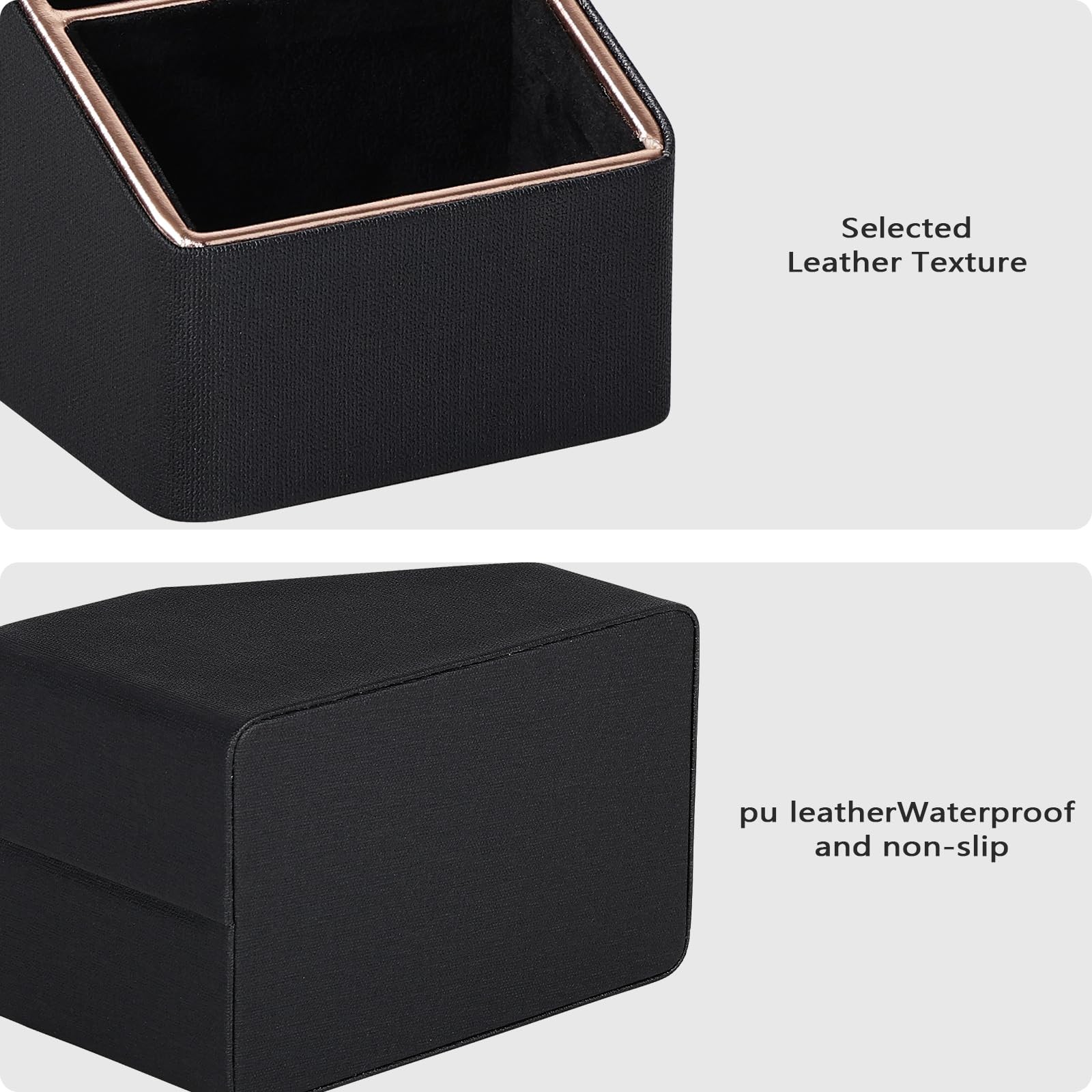 Rose Gold Edge Inlaid Leather Desktop Organizer, Remote Control Holder,Nights…