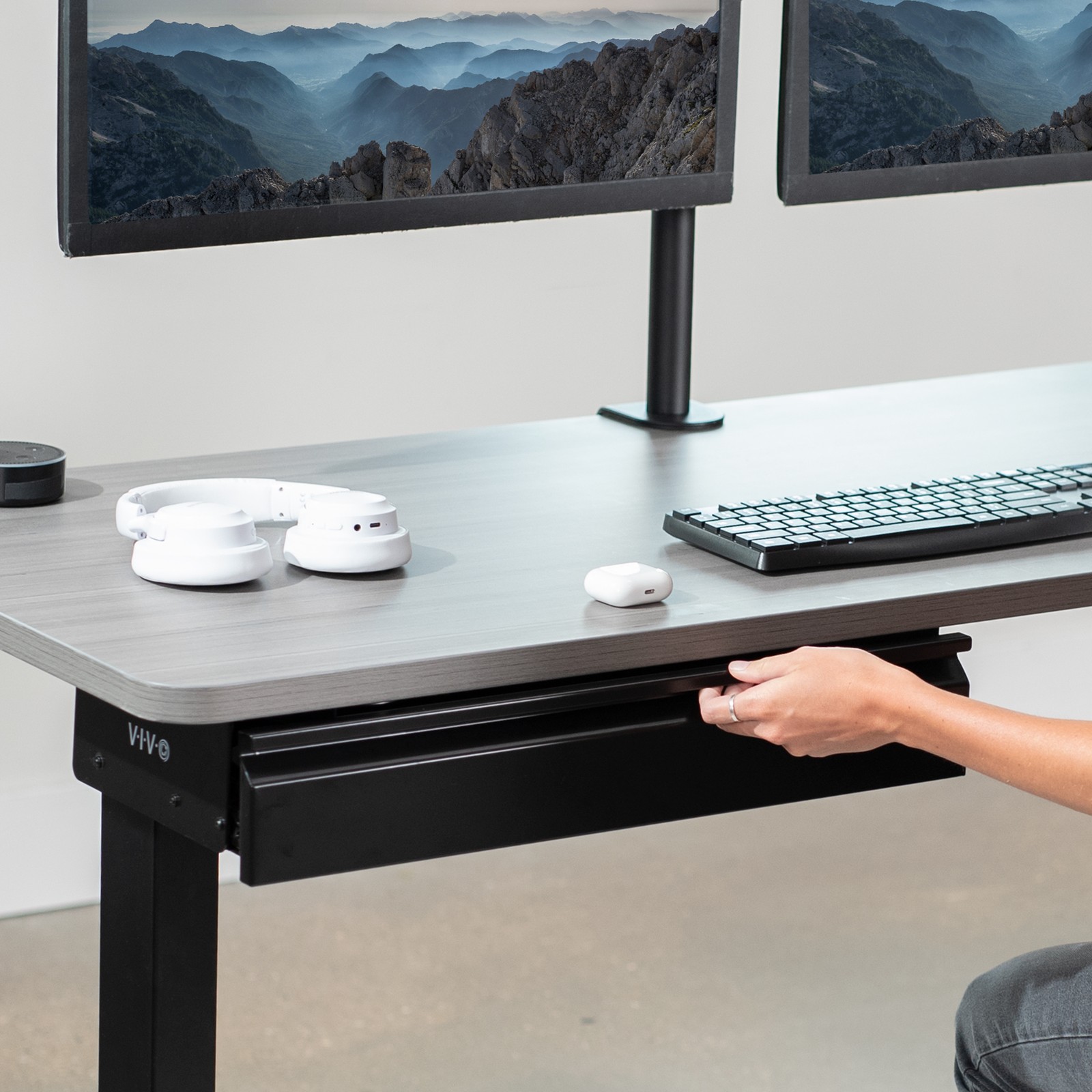 VIVO Black Space Saving 22″ Pull Out Under Desk Storage Drawer without Shell