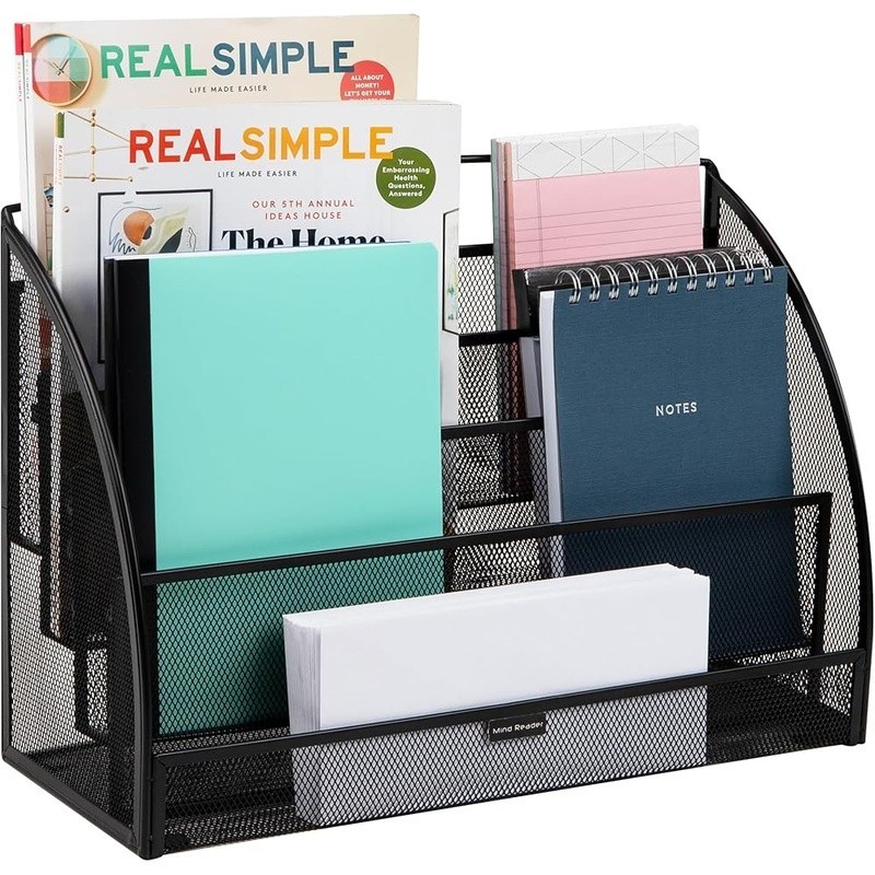 Metal Desk Organizer 4 Pocket File Holder Mesh Storage Lightweight Durable New