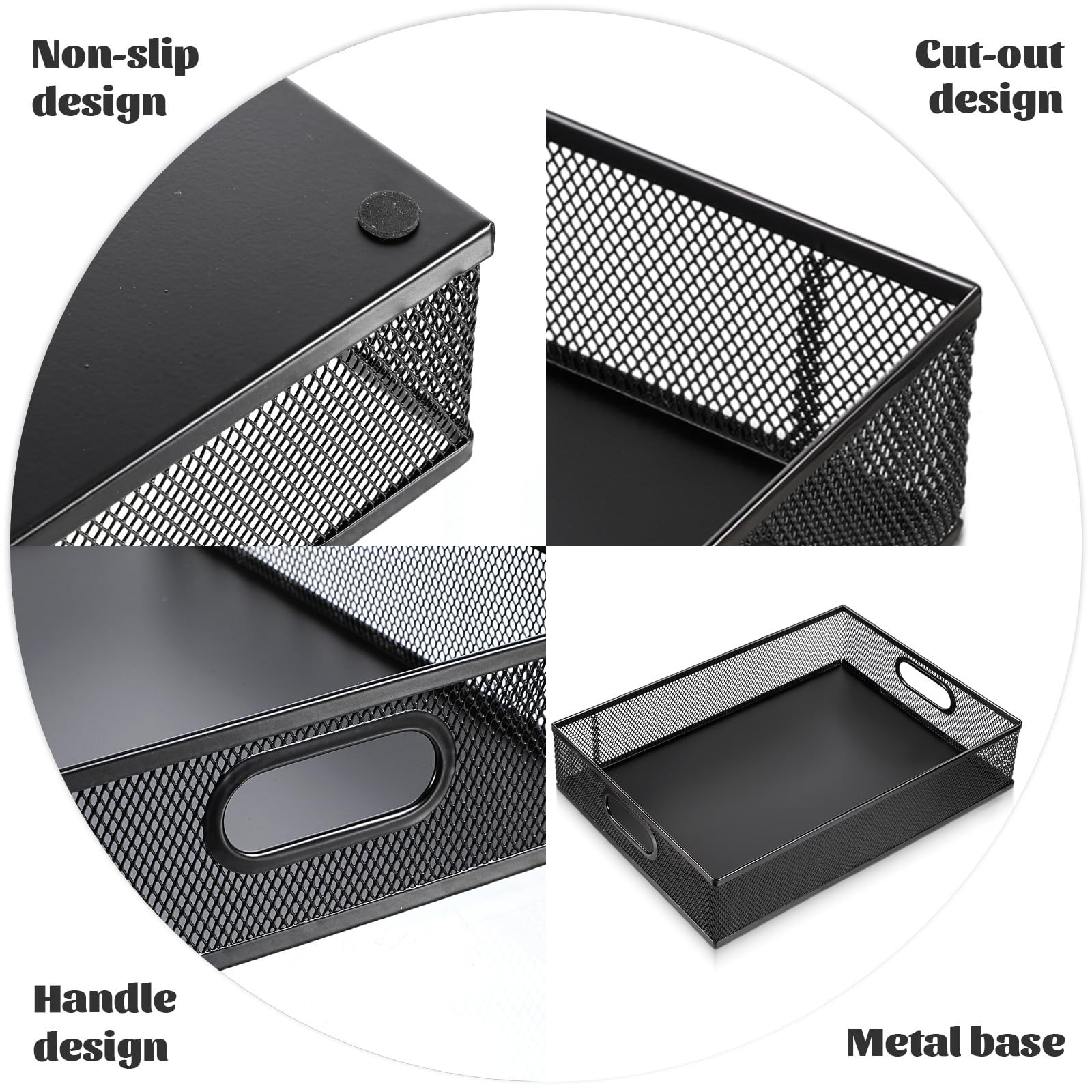 Desk Drawer Organizer A4 Large Black Mesh Portable Paper Letter Mail Basket