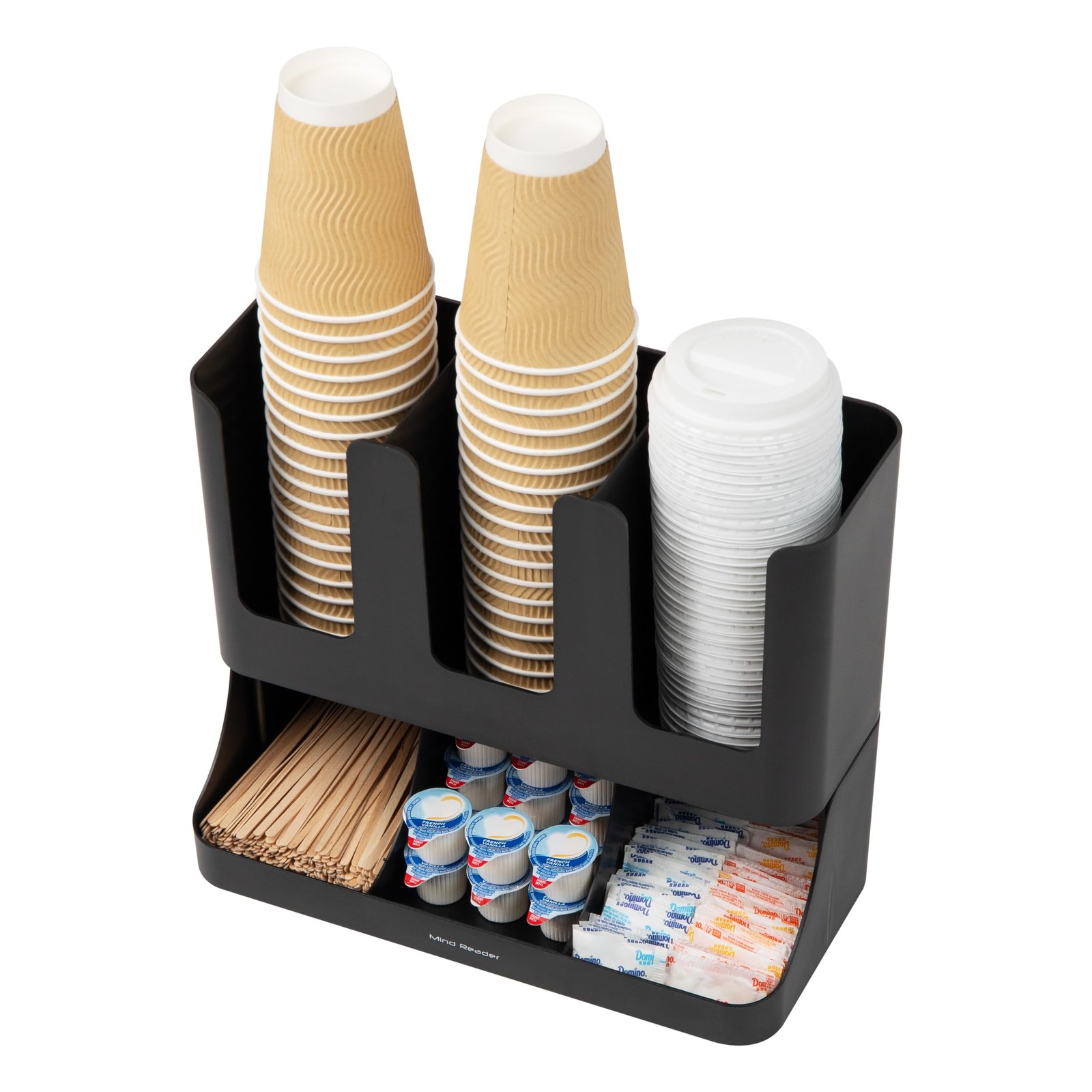 Mind Reader Condiment Station, 6-Compartment, 13″ L x 6.4″ W x 11.5″ H, Black