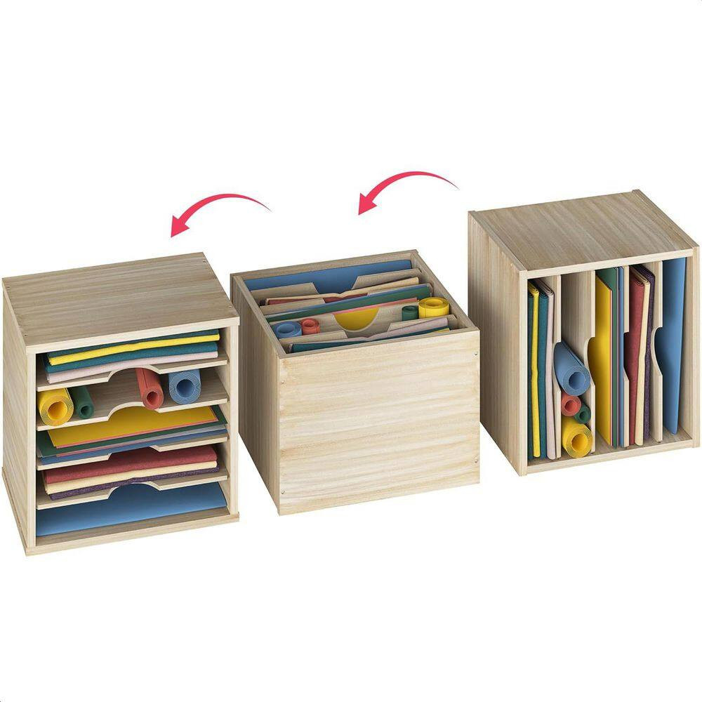 Natural 13.6 In. X 12 In. Wood Modern Desk File Organizer