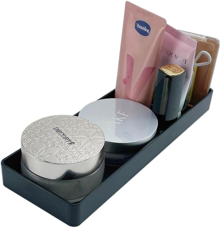 Rectangular Plastic Desk Organizer Half Accessory Tray 9.4″ x 3.3″ x 1″ Black