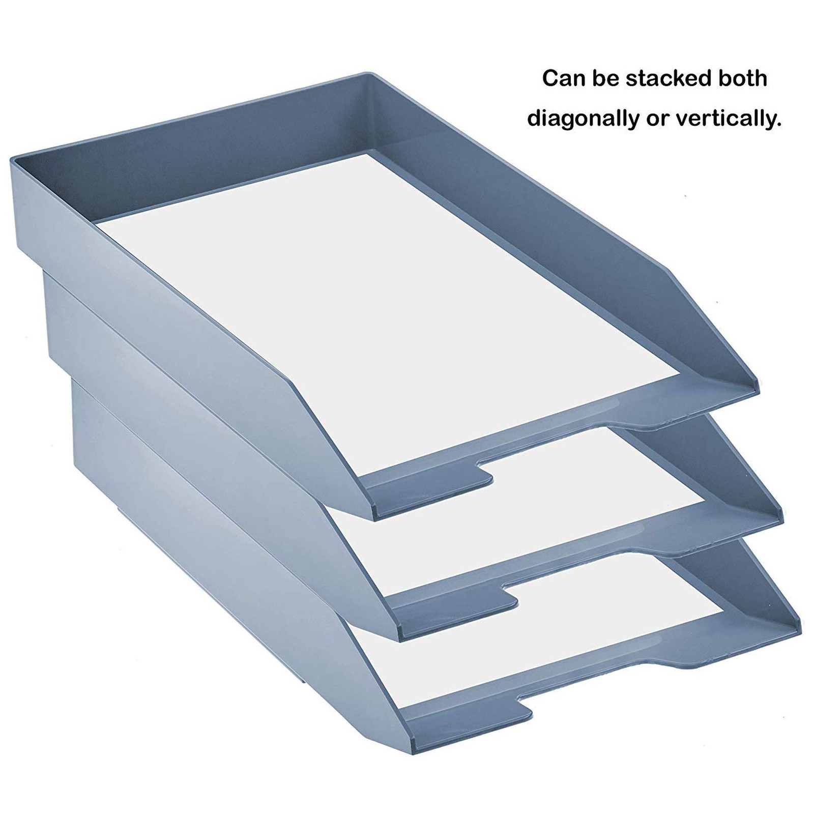 Acrimet Stackable Letter Tray Front Load, 14″ x 9.8″ x 1.7″, Solid Blue Color