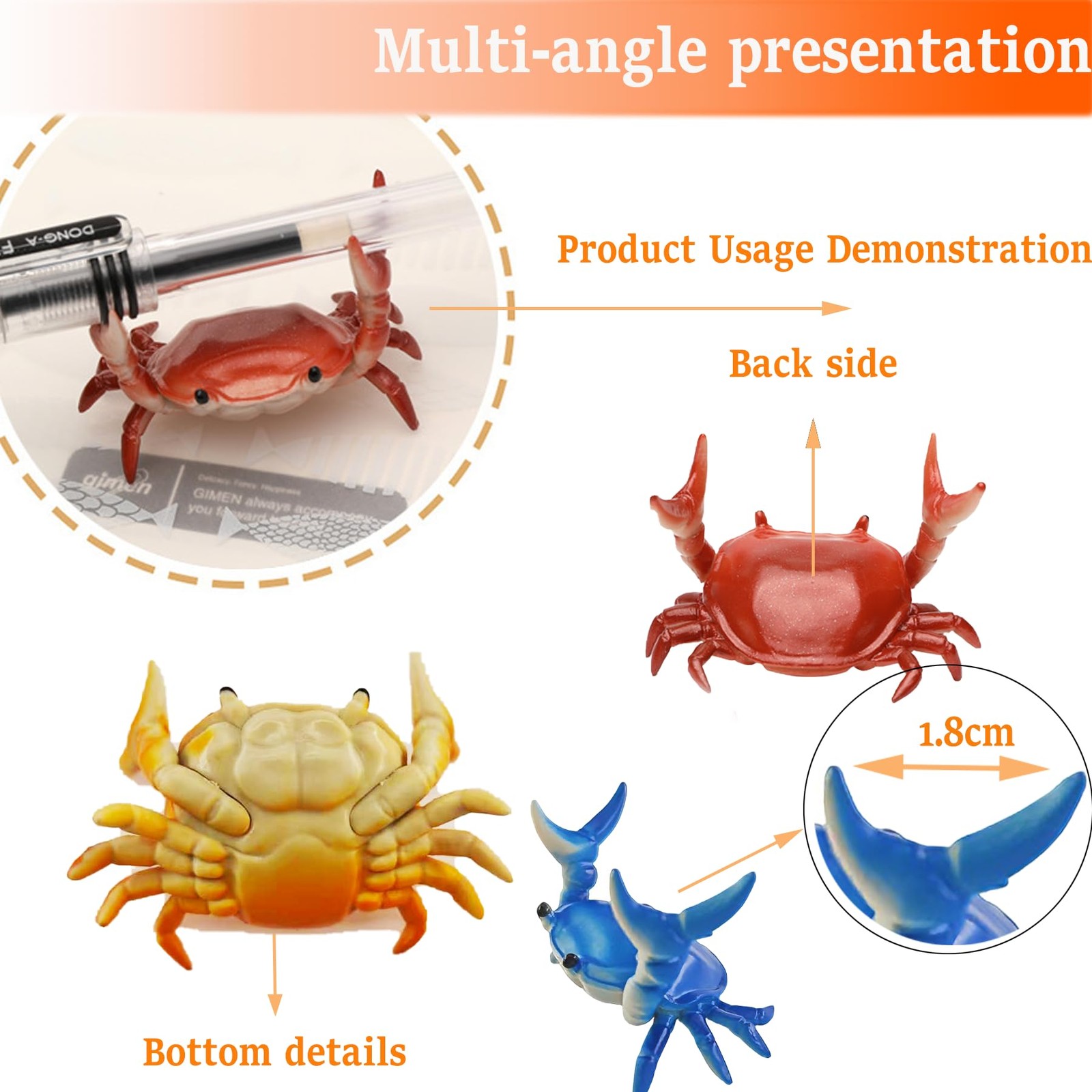 2 Pcs Crab Pen Holder, Creative Weightlifting Desk Crab Pen Holder Stand, Cut…