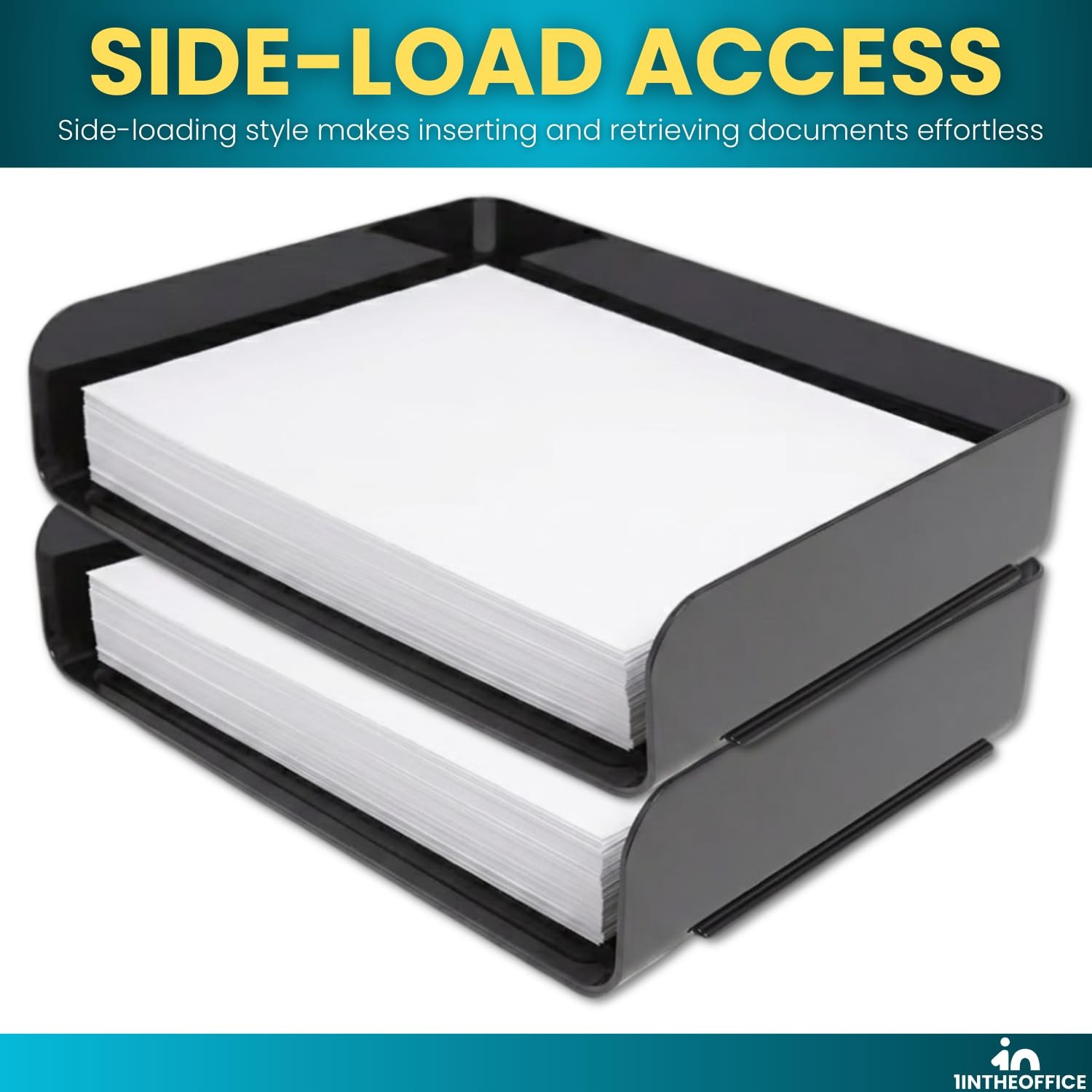 4 PCS Stackable Paper Tray Organizer Plastic Letter Tray Office Desk Black