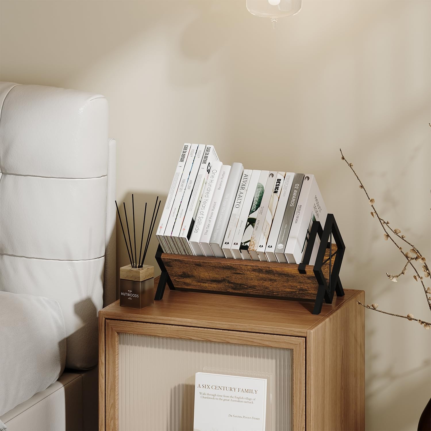YINMIT Wood Desktop Bookshelf, Retro Tabletop Desk Large,