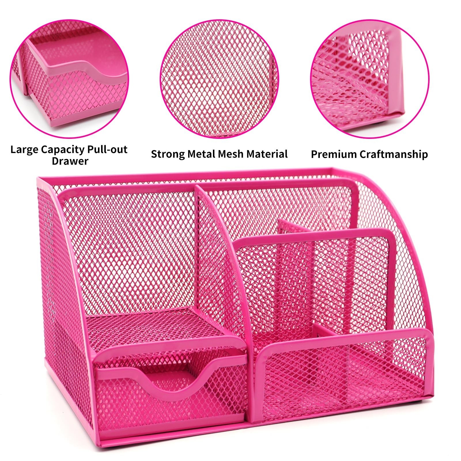 12-in-1 Hot Pink Desk Organizer Set – Office Supplies, Gifts for Women, Accessor